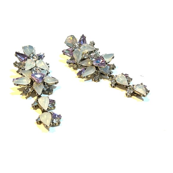 Bauble Bar Sparkling Crystal Long Drop Earrings Costume Jewelry - Picture 3 of 5